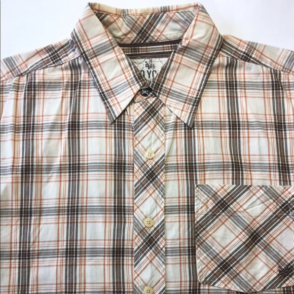 Zoo York Men’s Short Sleeve Button Down Shirt Offwhite Rust Grey Plaid M - Picture 1 of 14
